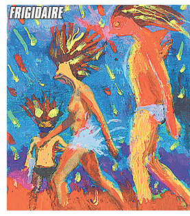 IL NUOVO MALE e FRIGIDAIRE riviste di satira, arte, fumetti, politica, reportage, direttore Vincenzo Sparagna, coordinamento e grafica di Maila Navarra. In edicola in tutta Italia. Immagine di Gianni Cossu