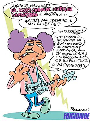 FRIGIDAIRE n.240 Vignetta di Ugo Delucchi. REPUBBLICA di FRIGOLANDIA, redazione di FRIGIDAIRE e IL NUOVO MALE mensile indipendente di satira e idee, diretti da Vincenzo Sparagna.