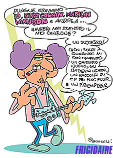 FRIGIDAIRE n.240 Vignetta di Ugo Delucchi. REPUBBLICA di FRIGOLANDIA, redazione di FRIGIDAIRE e IL NUOVO MALE mensile indipendente di satira e idee, diretti da Vincenzo Sparagna.