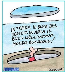 REPUBBLICA di FRIGOLANDIA, redazione di FRIGIDAIRE e IL NUOVO MALE. Vignetta di Giuliano, pubblicata su FRIGIDAIRE n.243