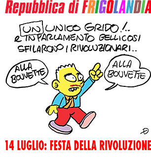 REPUBBLICA di FRIGOLANDIA, redazione di FRIGIDAIRE e IL NUOVO MALE. Vignetta di Ugo Delucchi, pubblicata su IL NUOVO MALE n.3