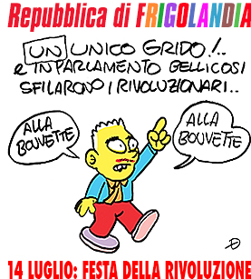 REPUBBLICA di FRIGOLANDIA, redazione di FRIGIDAIRE e IL NUOVO MALE. Vignetta di Ugo Delucchi, publicata su IL NUOVO MALE n.3
