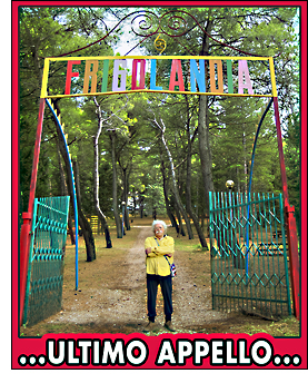 Frigolandia ultimo appello contro lo sgombero. Nella foto Vincenzo Sparagna, direttore di Frigidaire e Il Nuovo Male, all'ingresso del parco di Frigolandia