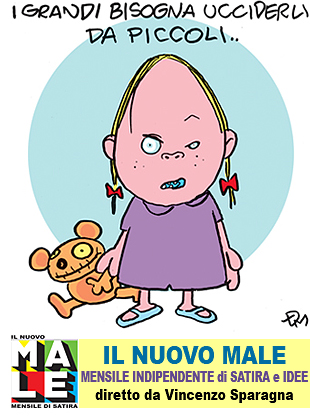 IL MALE rivista di satira diretta da Vincenzo Sparagna. Mensile in edicola in tutta Italia. Vignetta di Ugo Delucchi