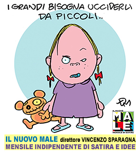 IL MALE rivista di satira diretta da Vincenzo Sparagna. Mensile in edicola in tutta Italia. Vignetta di Ugo Delucchi