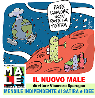 IL MALE rivista di satira diretta da Vincenzo Sparagna. Mensile in edicola in tutta Italia. Vignetta di Cecigian