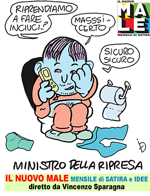 IL NUOVO MALE n.8 Vignetta di Ugo Delucchi. REPUBBLICA di FRIGOLANDIA, redazione di FRIGIDAIRE e IL NUOVO MALE mensile indipendente di satira e idee, diretti da Vincenzo Sparagna.