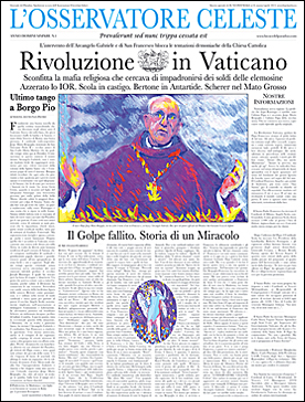 L'OSSERVATORE CELESTE, inserto speciale de IL NUOVO MALE n.13, rivista mensile di satira. Direttore Vincenzo Sparagna, coordinamento, colori e grafica di Maila Navarra