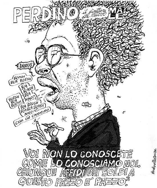 Disegno inedito di Andrea Pazienza che ritrae Vincino-Perdino, direttore dell'ultimo IL MALE del 1982, poco prima della fallimentare chiusura della rivista satirica.
